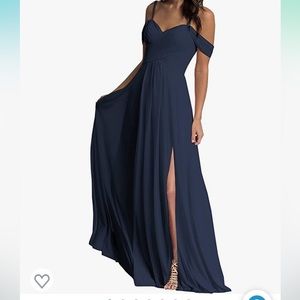 Amazon | Dresses | Amazon Vici Gowner Navy Blue Off Shoulder Bridesmaid A  Line Chiffon Dress | Poshmark
